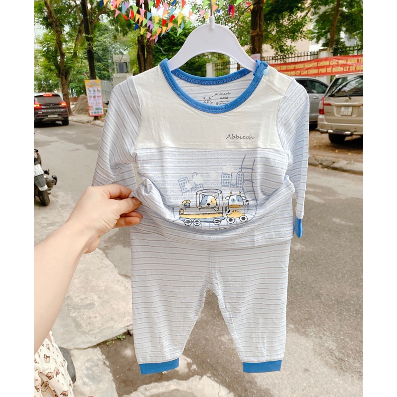 Abbieoh - Bộ quần áo dài tay sợi tre Thu Đông cho bé trai