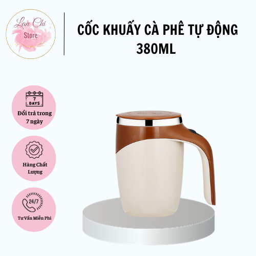 CỐC KHUẤY CÀ PHÊ TỰ ĐỘNG 380ML BẰNG THÉP KHÔNG GỈ CÓ 2 MÀU HOT THUẬN TIỆN