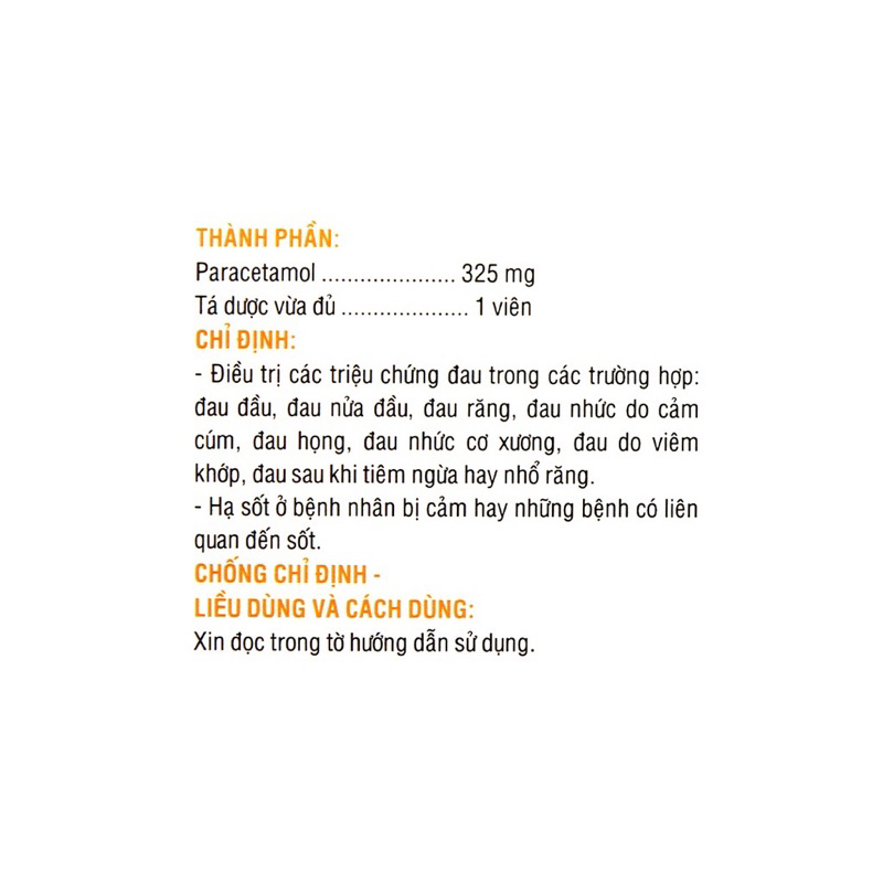Hapacol 325 hộp 100 viên, date mới nhất