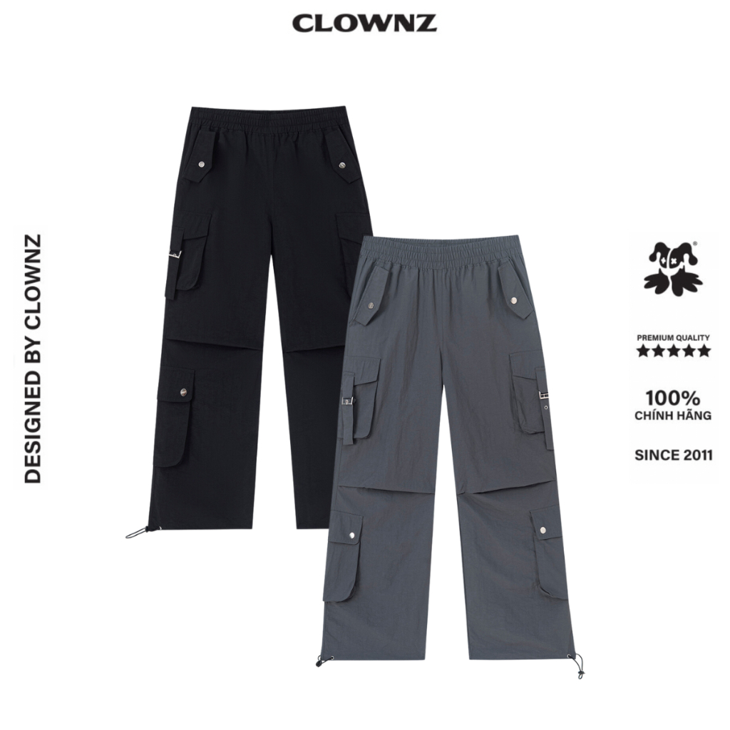 Quần gió ClownZ Parachute Cargo Pants ống rộng bốn túi hộp basic unisex nam nữ local brand