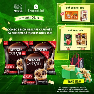  Combo 3 bịch cà phê hòa tan Nescafé café Việt cà phê đen đá (Bịch 35 gói x 16g)
