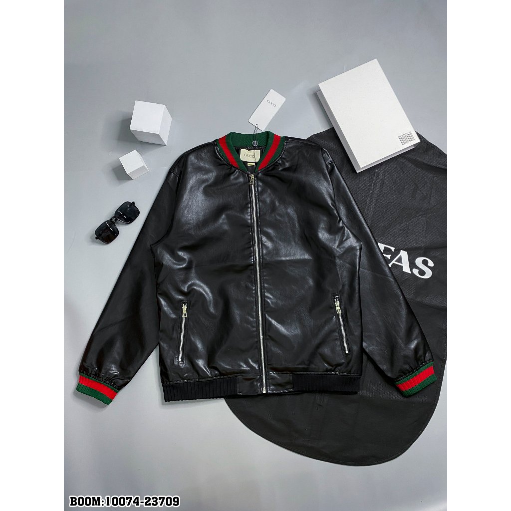 Áo khoác da nam dáng Bomber 2 lớp mẫu thiết kế 2023 hàng QC loại 1