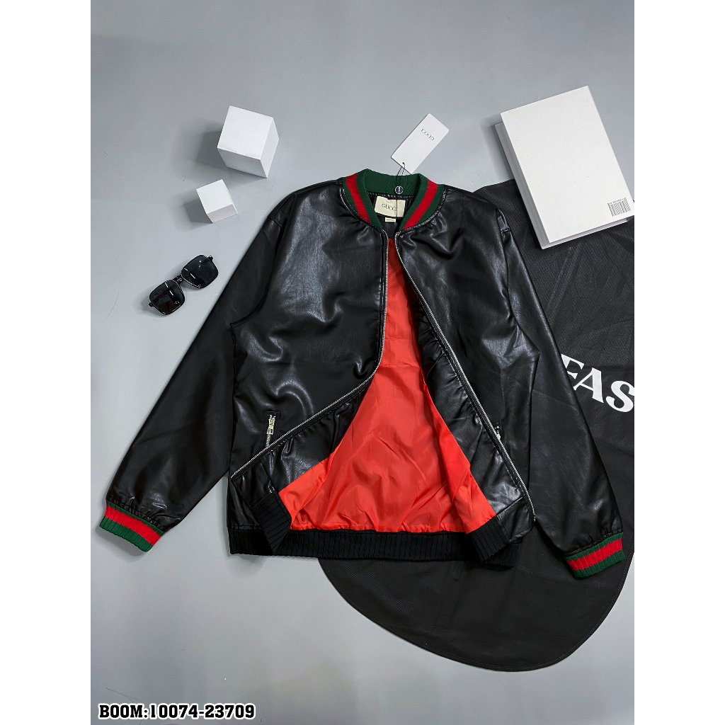 Áo khoác da nam dáng Bomber 2 lớp mẫu thiết kế 2023 hàng QC loại 1