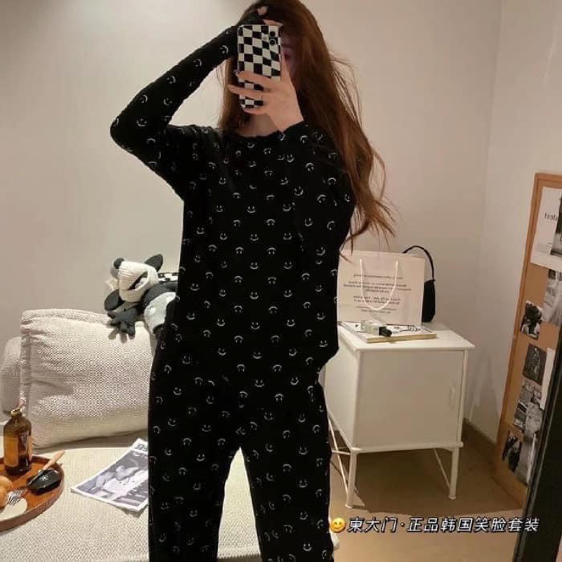 BỘ NGỦ COTTON FULL MẶT CƯỜI HÀNG QC 4 MÀU