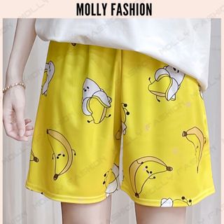 Quần Short hoạt hình Unisex CHUỐI VÀNG ❤️ Quần đùi nam nữ mặc nhà Freesize 38-65kg Molly Fashion