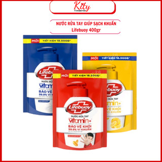 [Mẫu Mới 400G] Túi Nước Rửa Tay Lifebuoy Giúp Sạch Khuẩn Và Bạc Bảo Vệ, Bảo Vệ Khỏi 99.9% Vi Khuẩn Gây Bệnh 400G