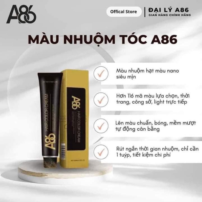 MÀU NHUỘM TÓC MÀU VÀNG MÀU CAM MÀU TÍM MÀU ĐỎ CÂN BẰNG THỜI TRANG DẠNG KEM TUYP A86 100ml