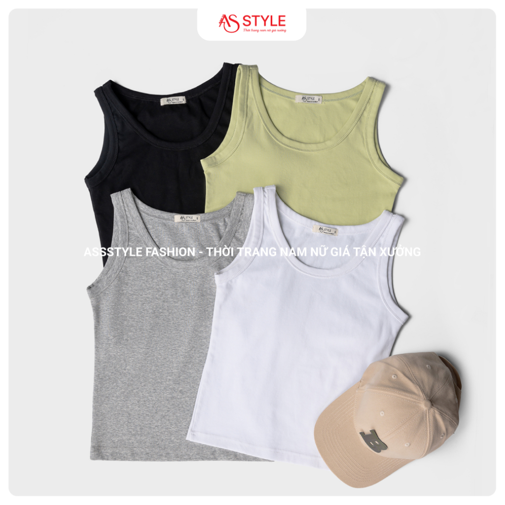 Áo Ba Lỗ, Áo Sát Nách Nữ Cổ Tròn Vải Thun Rip Co Giãn Thoải Mái Form Tanktop Vừa Người ASAT8 ASstyle Fashion