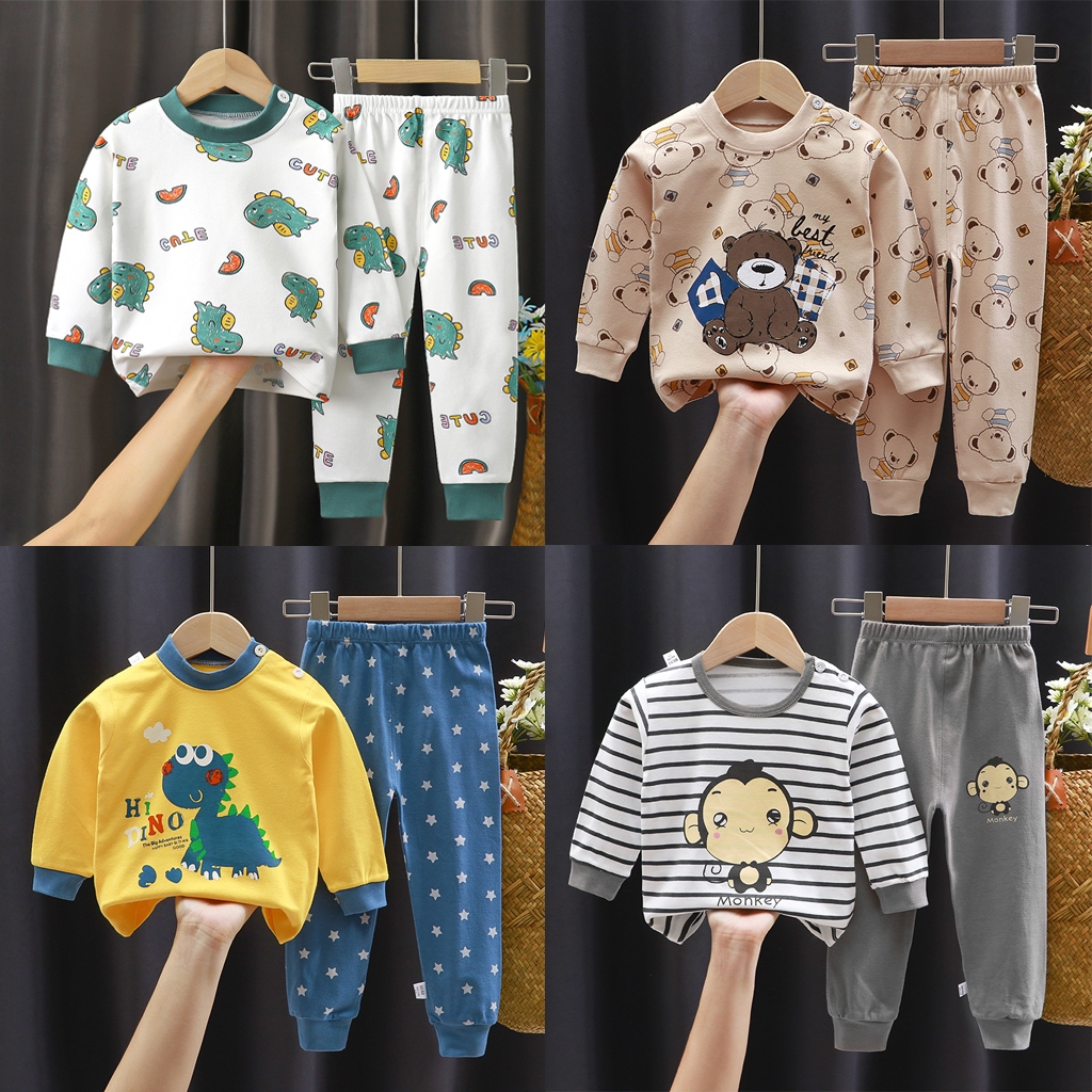 Bộ dài tay thu đông cho bé EROKIDS bộ mặc nhà chất vải cotton mềm mại hoạ tiết hoạt hình đáng yêu