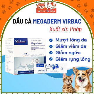 Gel dinh dưỡng MEGADERM VIRBAC dưỡng lông, giảm ngứa cho Chó Mèo | tuýp dầu cá Megaderm dưỡng lông và dưỡng da chó mèo
