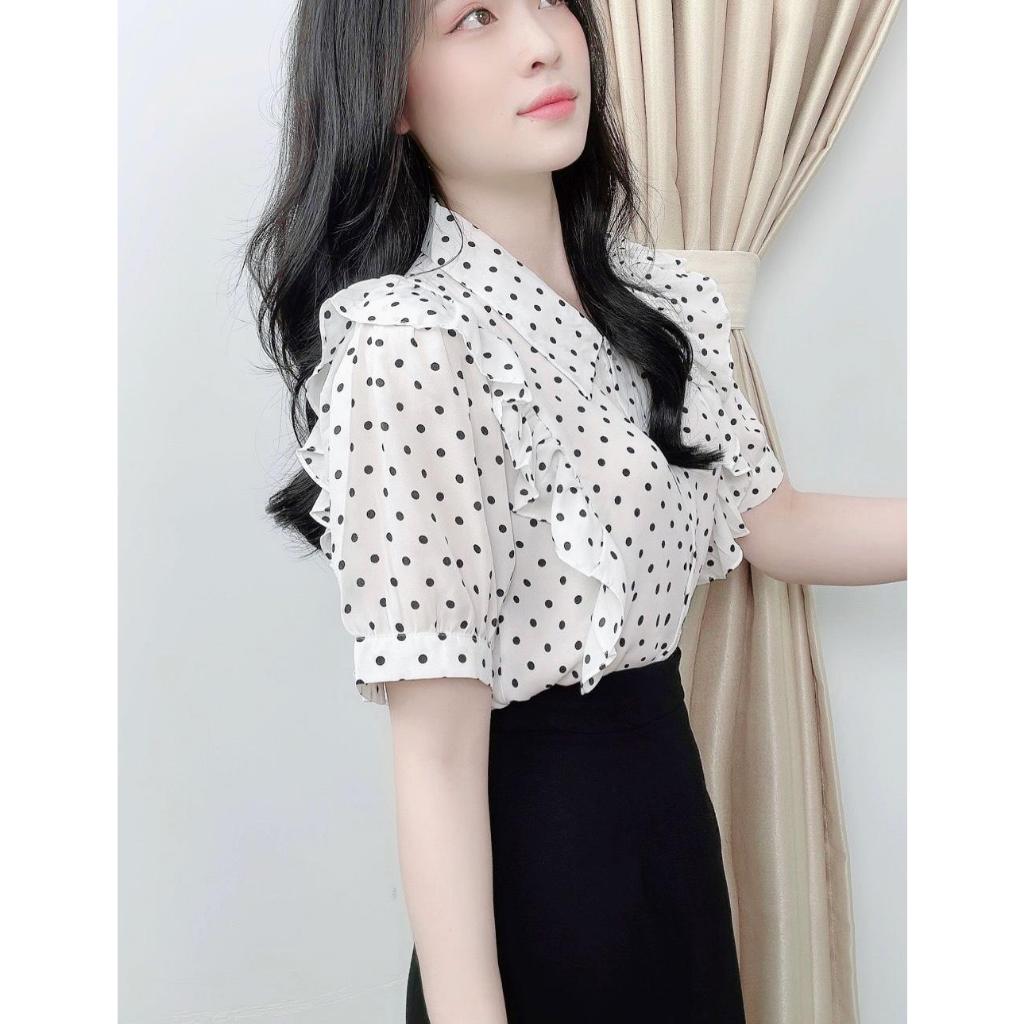 Áo sơ mi nữ  kiểu bèo vai xinh xắn trẻ trung  LAMO-B1168