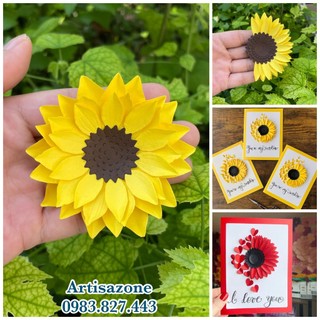 Hoa hướng dương giấy handmade (size 5,5cm - 7cm) - 03 bông hoặc 05 bông/túi - (Đọc kỹ mô tả sản phẩm)