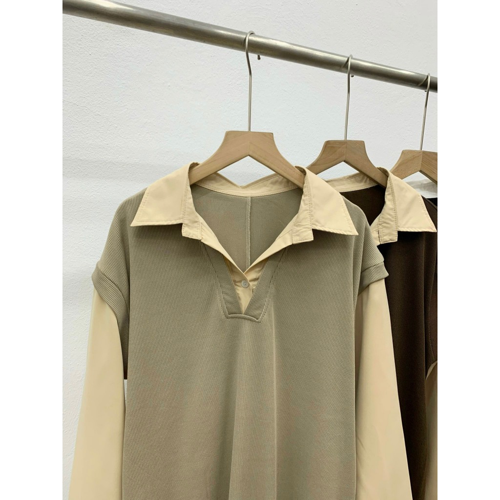 Váy sơmi phố nỉ tăm dáng dài V818 SUSSTORE