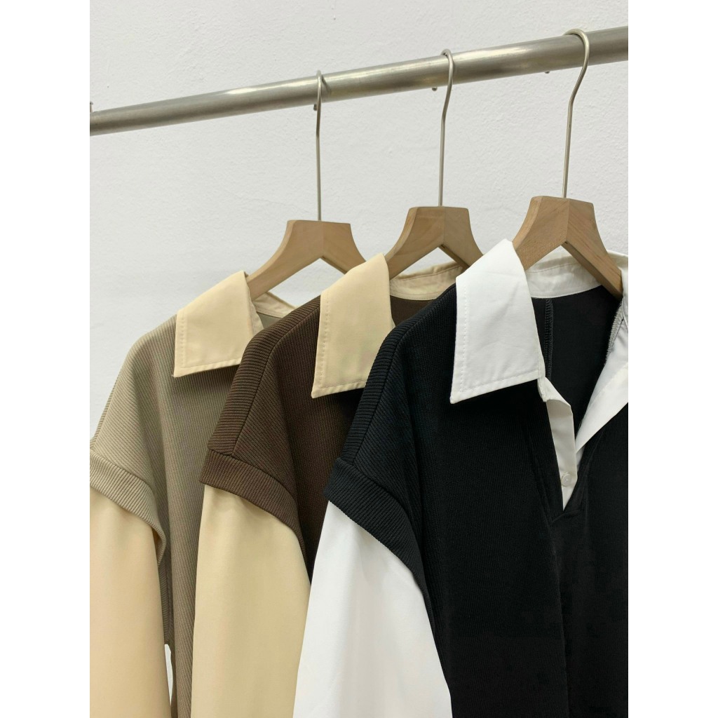 Váy sơmi phố nỉ tăm dáng dài V818 SUSSTORE