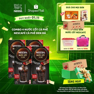  Combo 4 hộp nước cốt cà phê NESCAFÉ - CÀ PHÊ ĐEN ĐÁ (4 hộp x 5 gói)