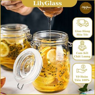 Hũ thuỷ tinh quai cài kim loại 750ml ngâm quả, đựng đồ uống...