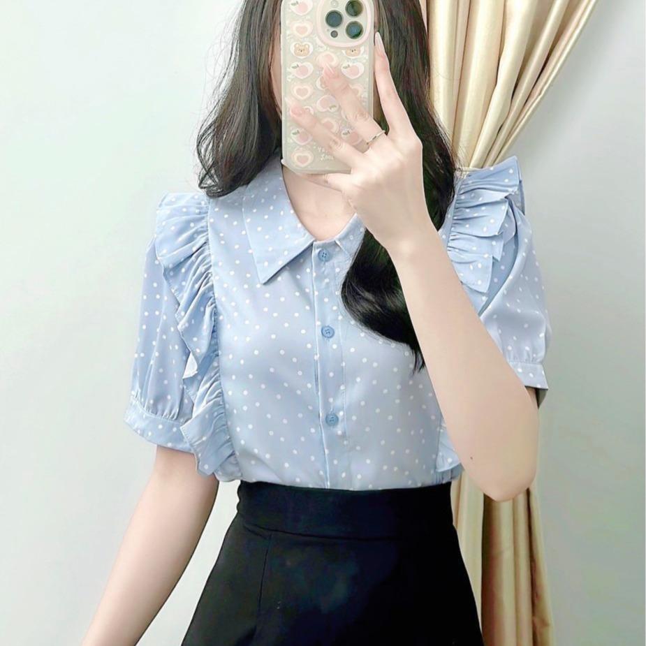 Áo sơ mi nữ  kiểu bèo vai xinh xắn trẻ trung  LAMO-B1168