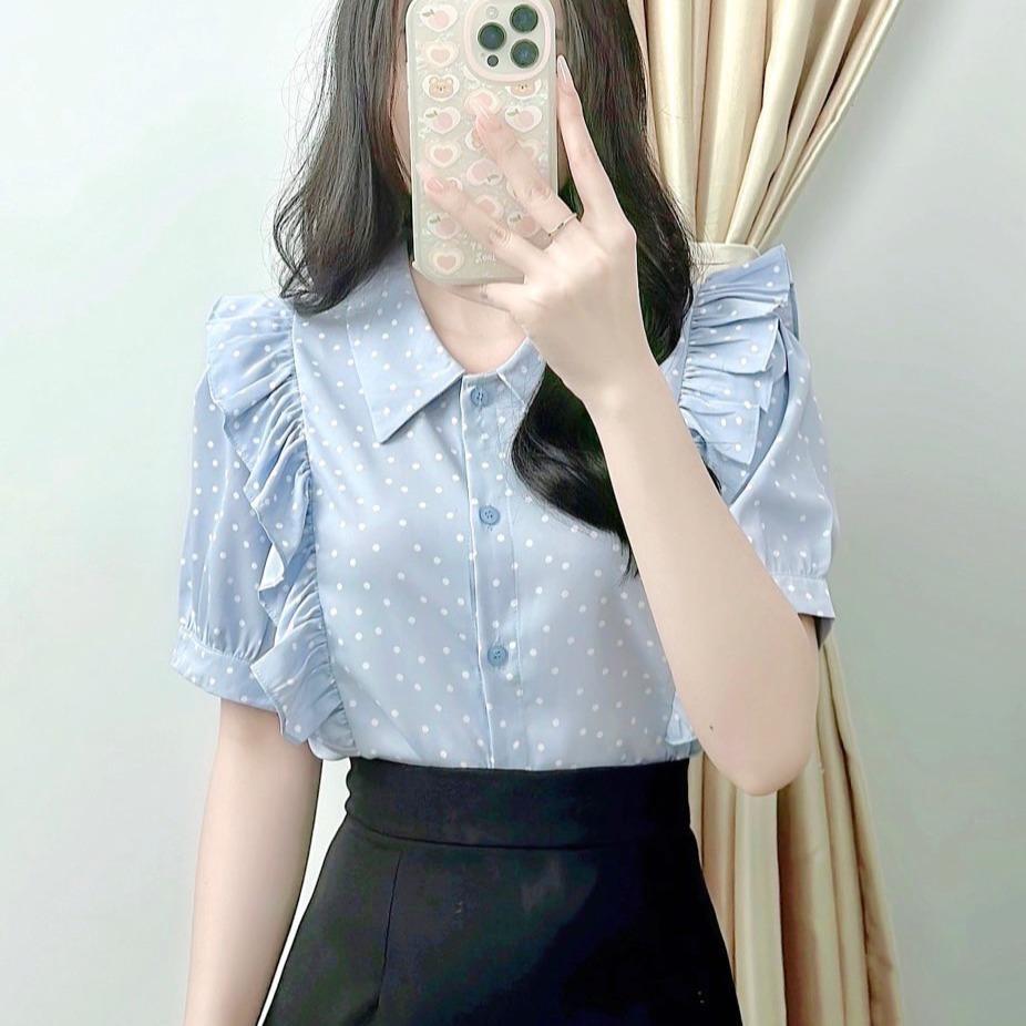 Áo sơ mi nữ  kiểu bèo vai xinh xắn trẻ trung  LAMO-B1168