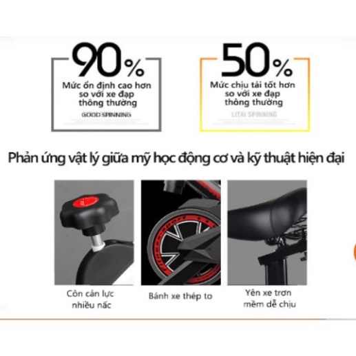 Xe Đạp Tập Thể Dục Tại Nhà SPIN BIKE Cao Cấp - Cảm Biến Nhịp Tim Full Bộ Phụ Kiện Đi Kèm