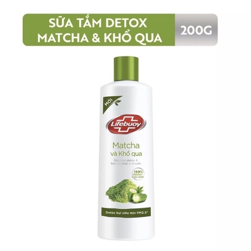 Sữa Tắm Lifebuoy Detox Và Sạch Sâu Khỏi Bụi Mịn Pm2.5 Detox 100% Từ Thiên Nhiên Diệt Khuẩn 200ml