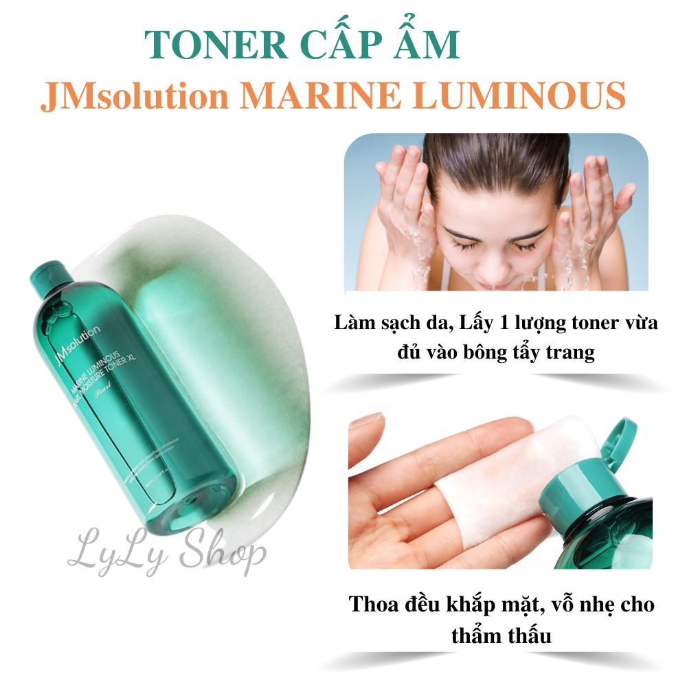 Toner Cấp Ẩm JMsolution Marine Luminous - Nước hoa hồng bổ sung collagen, dưỡng trắng da, se khít lỗ chân lông Lylyshop