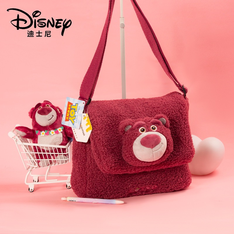 Túi plush bag lông xù Gấu dâu Lotso chính hãng Disney