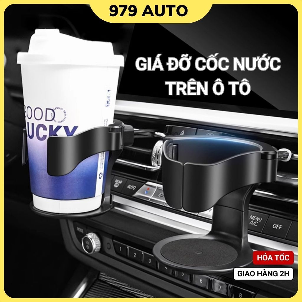 Giá đỡ cốc nước ô tô, giá để cốc, ly nước trên xe hơi gắn khe cửa gió điều hòa tiện lợi 979auto