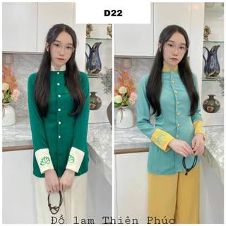 Set đồ lam đi chùa cao cấp vải lụa thêu mã d22