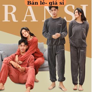 Bộ đồ ngủ,bộ lông măc ở nhà, vải bông giữ nhiệt bo gấu
