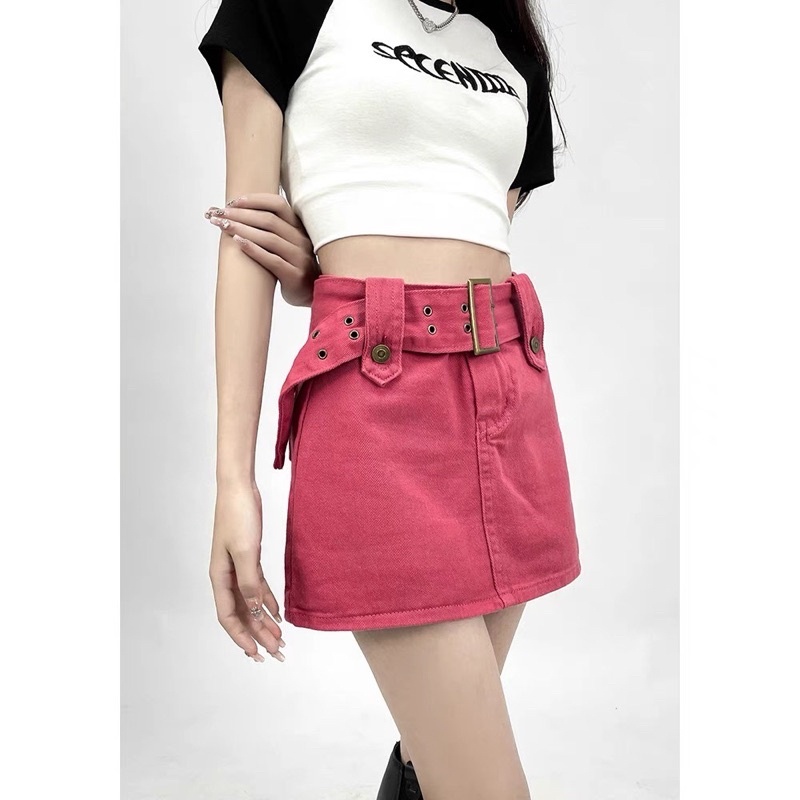 Chân Váy Kaki Chữ A Lưng Cao Kèm Belt 4 Màu Độc Đáo - Chuly