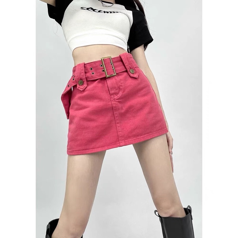 Chân Váy Kaki Chữ A Lưng Cao Kèm Belt 4 Màu Độc Đáo - Chuly