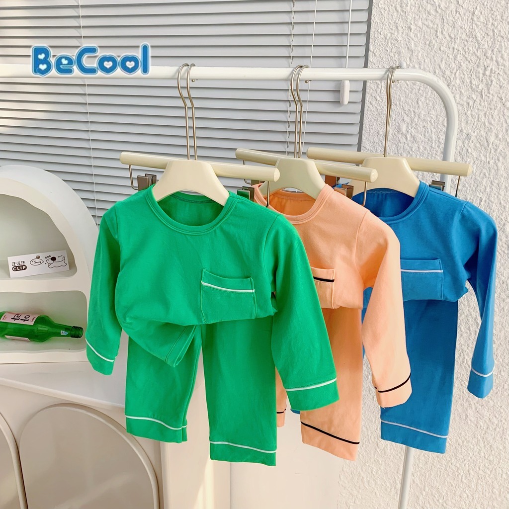 Bộ Dài Tay THUN LẠNH MINKY MOM Viền Lửng ống rộng Cho Bé, Bộ quần áo dài tay cho bé trai bé gái từ 10-27kg