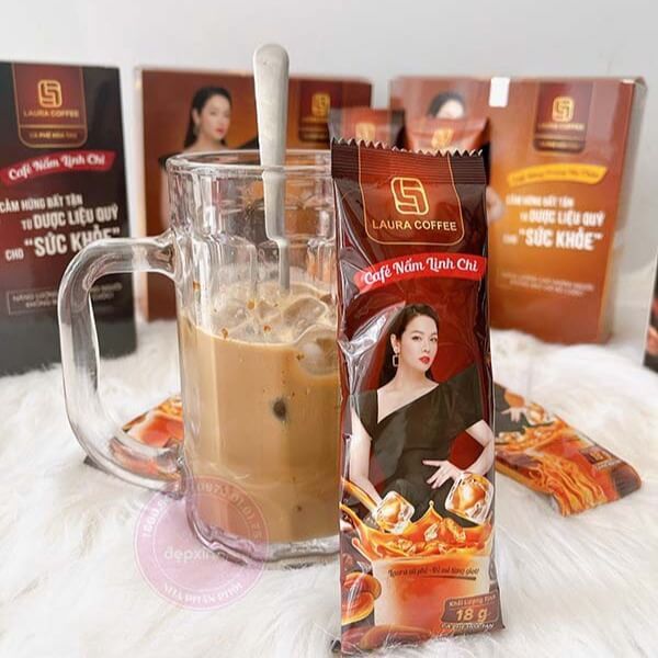 Cà phê Nhật Kim Anh, Cà phê Nấm Linh Chi, Cà phê Đông Trùng Hạ Thảo hộp 10 gói thơm ngon đậm đà - Mỹ Phẩm Uyên Nhi