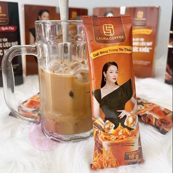 Cà phê Nhật Kim Anh, Cà phê Nấm Linh Chi, Cà phê Đông Trùng Hạ Thảo hộp 10 gói thơm ngon đậm đà - Mỹ Phẩm Uyên Nhi