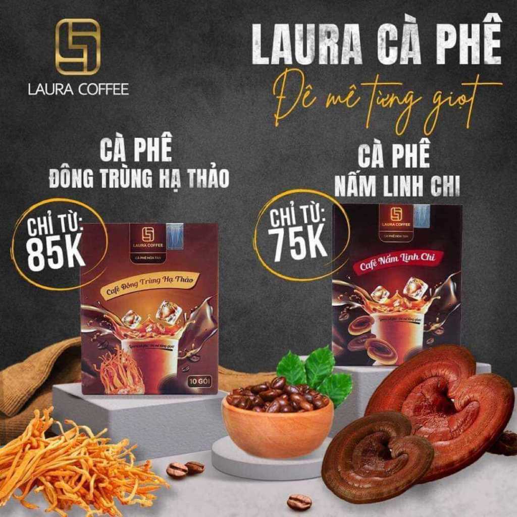 Cà phê Nhật Kim Anh, Cà phê Nấm Linh Chi, Cà phê Đông Trùng Hạ Thảo hộp 10 gói thơm ngon đậm đà - Mỹ Phẩm Uyên Nhi