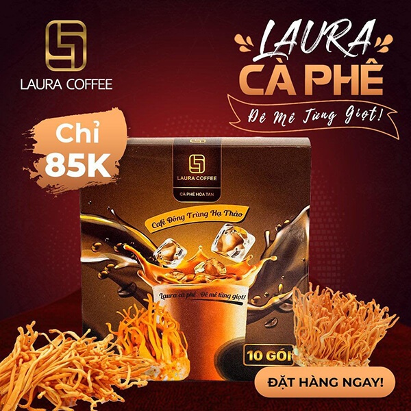 Cà phê Nhật Kim Anh, Cà phê Nấm Linh Chi, Cà phê Đông Trùng Hạ Thảo hộp 10 gói thơm ngon đậm đà - Mỹ Phẩm Uyên Nhi