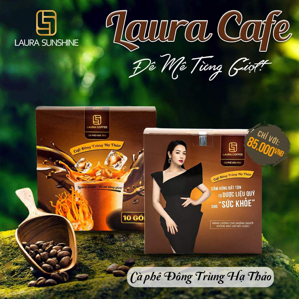 Cà phê Nhật Kim Anh, Cà phê Nấm Linh Chi, Cà phê Đông Trùng Hạ Thảo hộp 10 gói thơm ngon đậm đà - Mỹ Phẩm Uyên Nhi