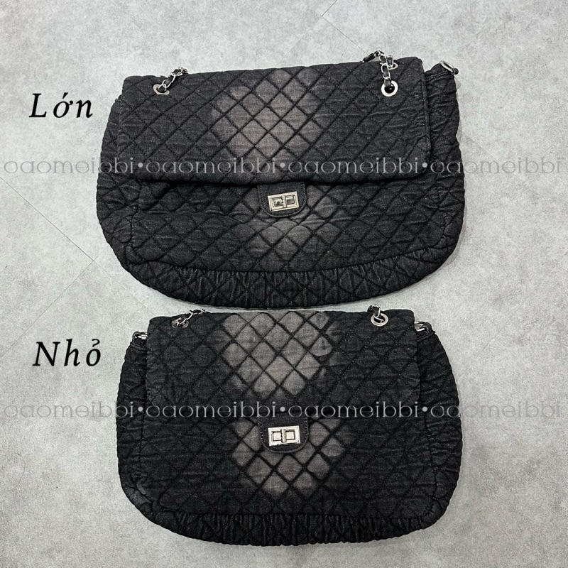 Túi Xách Denim Đen Đeo Chéo Nhiều Kiểu