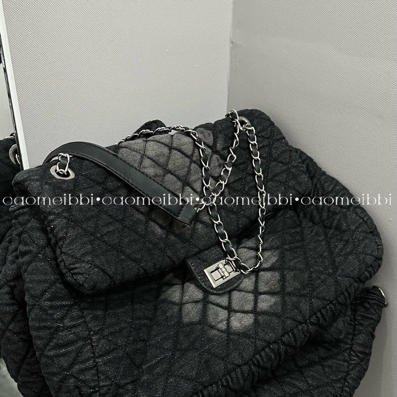 Túi Xách Denim Đen Đeo Chéo Nhiều Kiểu