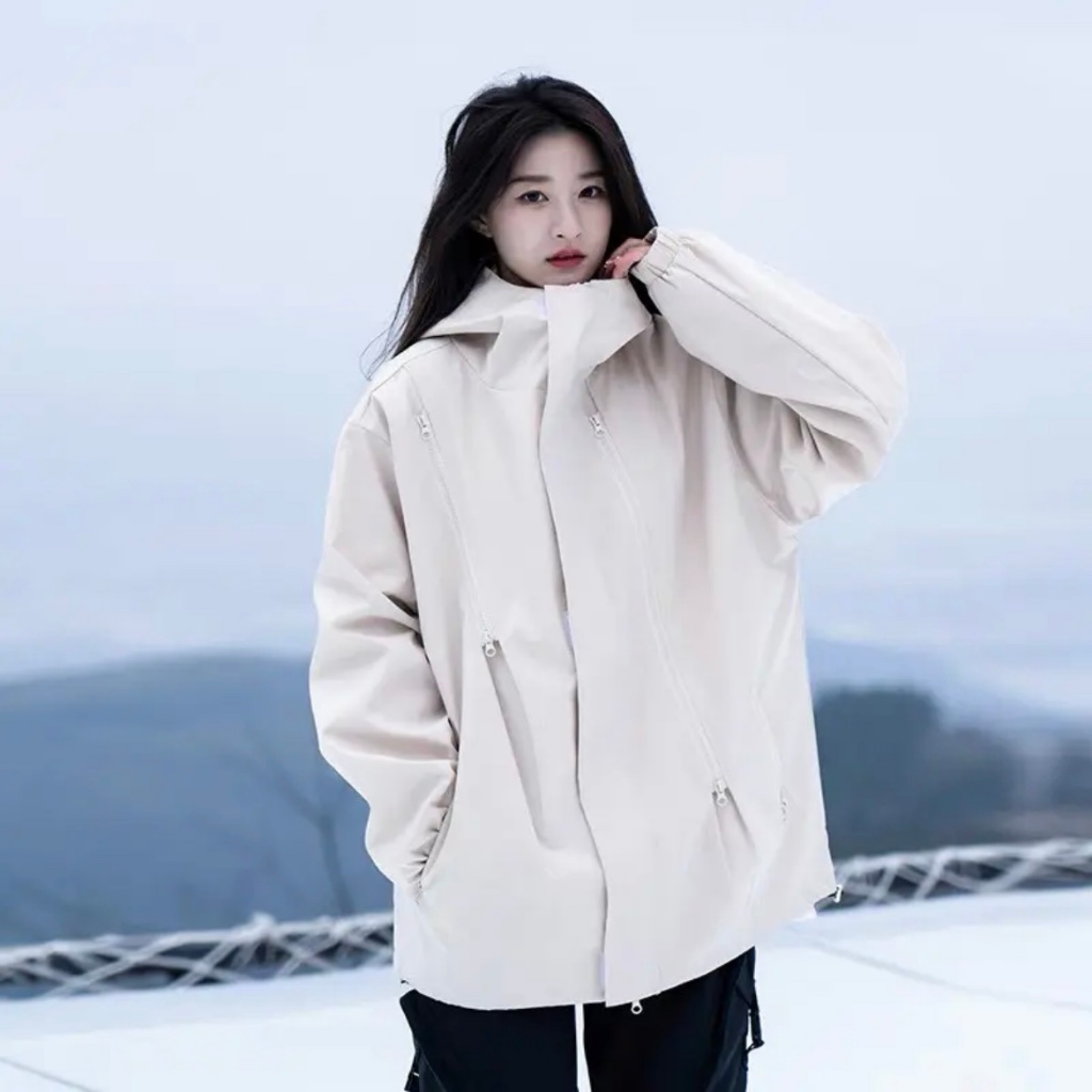 Áo khoác, áo khoác gió JULIDO cao cấp hai khóa trắng bạc mùa dông cho nam nữ