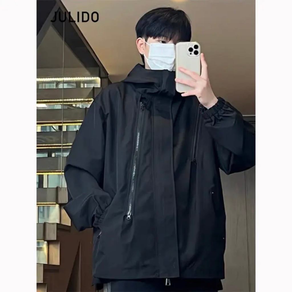 Áo khoác, áo khoác gió JULIDO cao cấp hai khóa trắng bạc mùa dông cho nam nữ