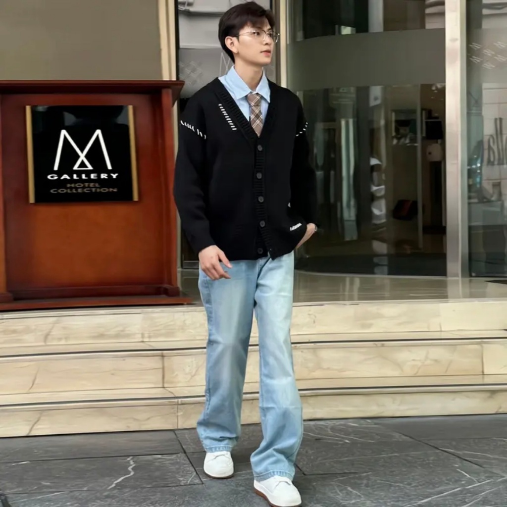 Áo khoác, áo khoác cardigan len unisex sunset form hàn quốc the slick way