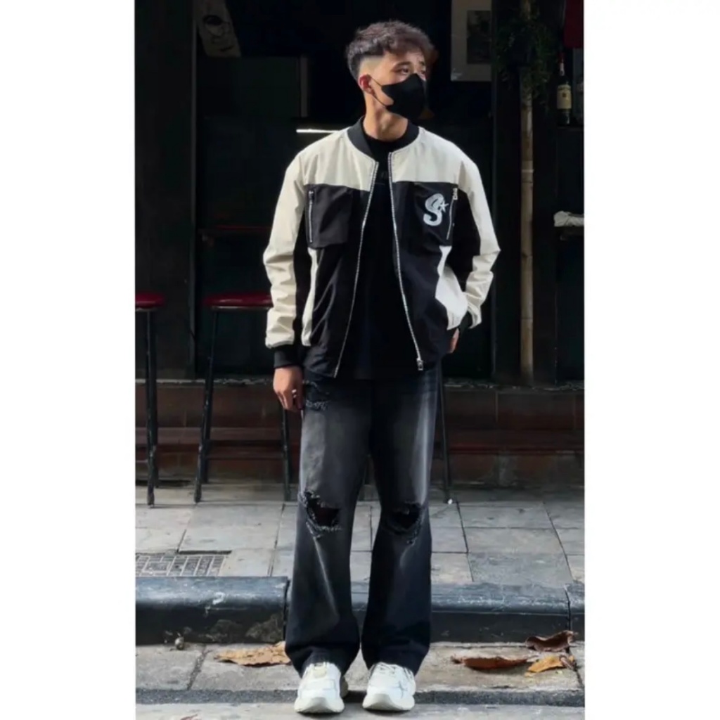 Áo khoác, áo khoác bomber varsity syntee chất gió ép trần phao quả trám nam nữ