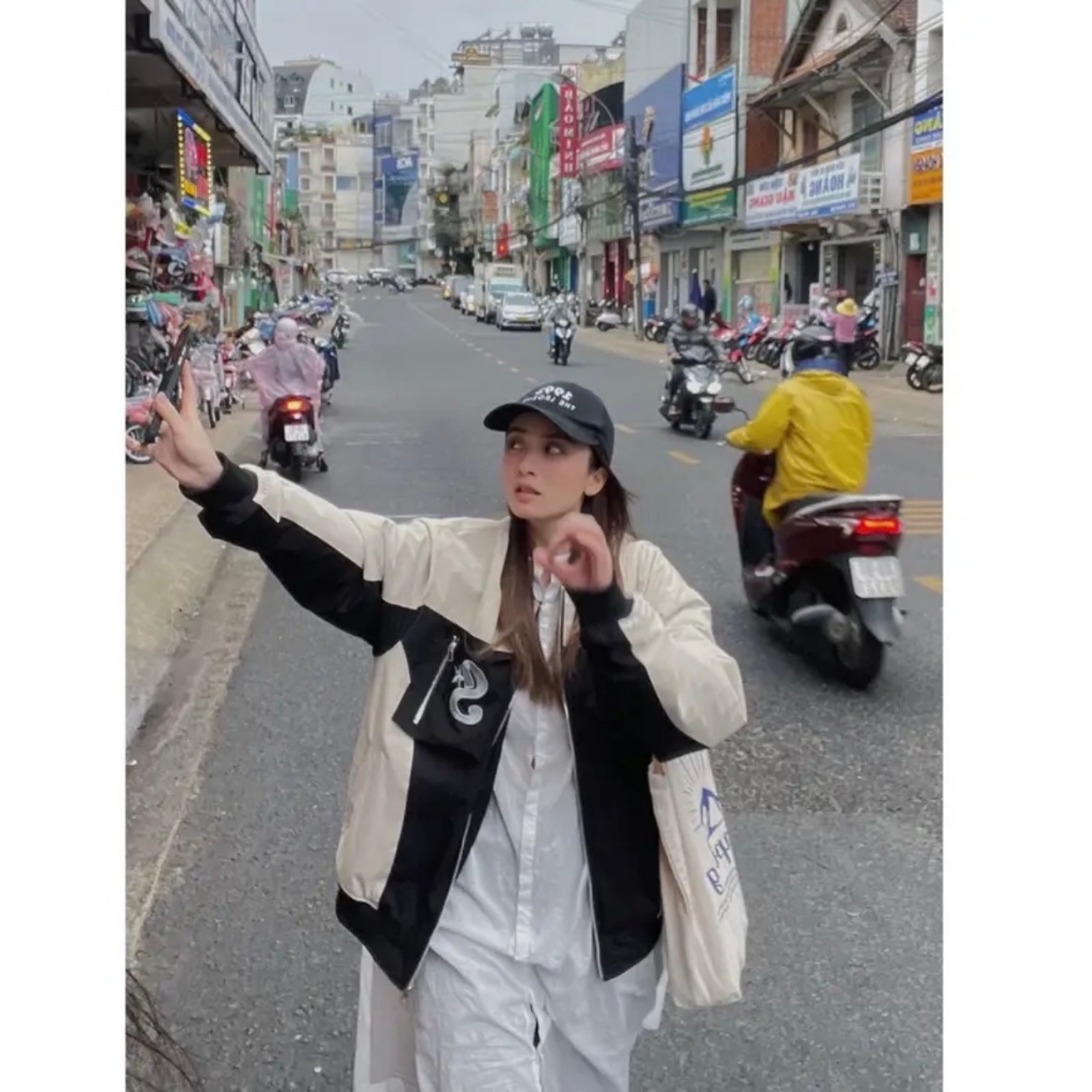 Áo khoác, áo khoác bomber varsity syntee chất gió ép trần phao quả trám nam nữ