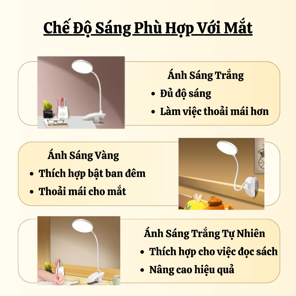 Đèn Bàn Học Wasabi Kẹp Bàn Đọc Sách Đa Năng