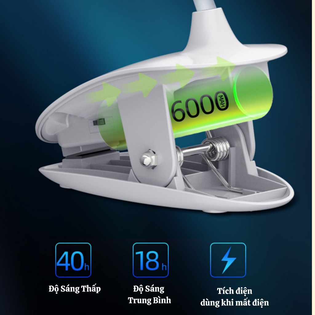 Đèn Bàn Học Wasabi Kẹp Bàn Đọc Sách Đa Năng