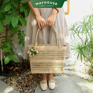 Giỏ cói đựng đồ đa năng MAYHOUSE CRAFT&DECOR, mang đi biển, phụ kiện chụp ảnh