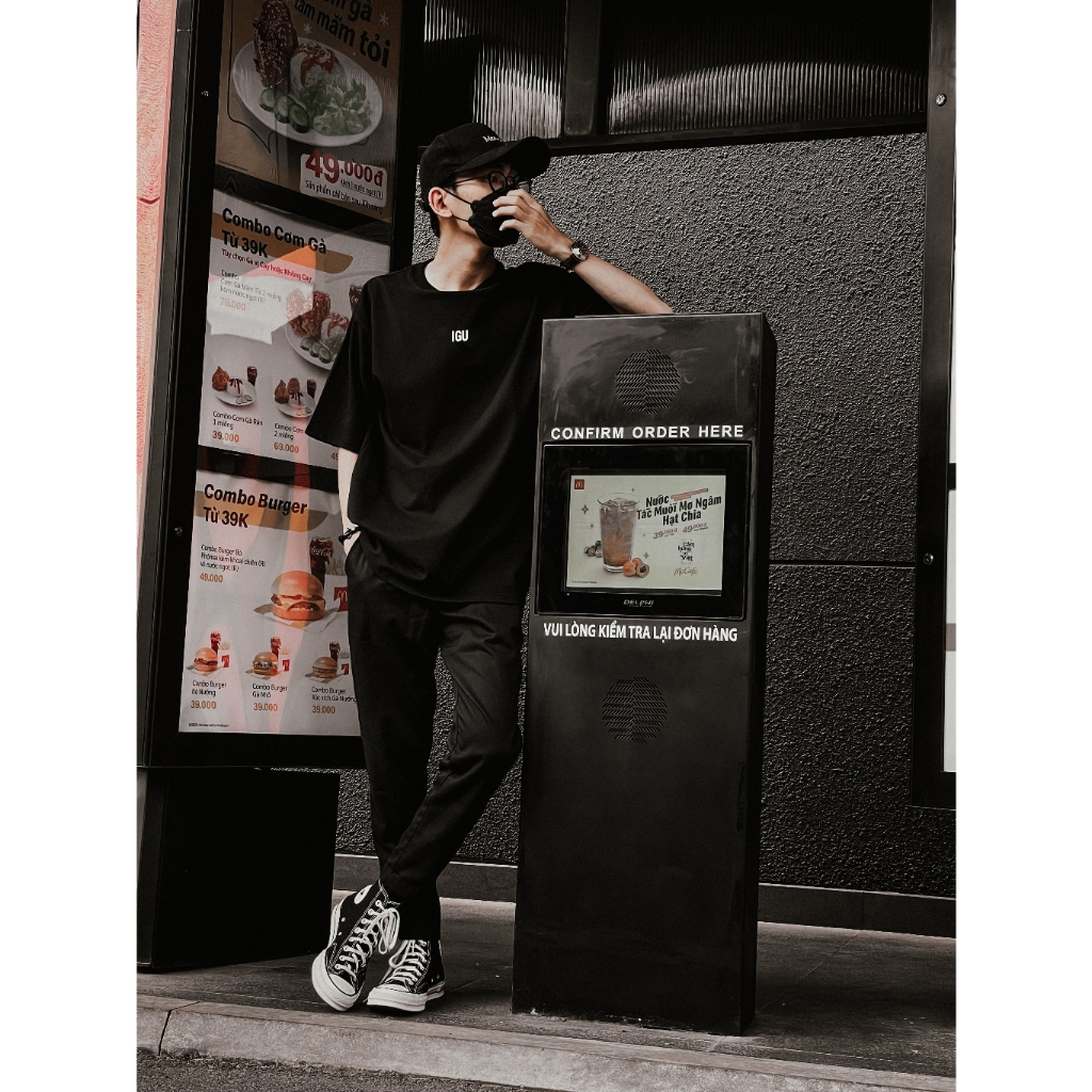 Áo thun nữ nam unisex tay lỡ phông local brand form rộng teen cổ tròn oversize cotton màu đen trắng hồng IGU BASIC TEE