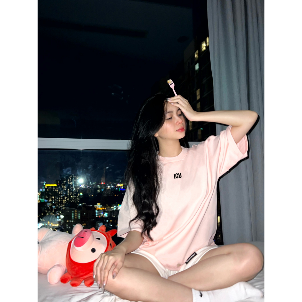 Áo thun nữ nam unisex tay lỡ phông local brand form rộng teen cổ tròn oversize cotton màu đen trắng hồng IGU BASIC TEE
