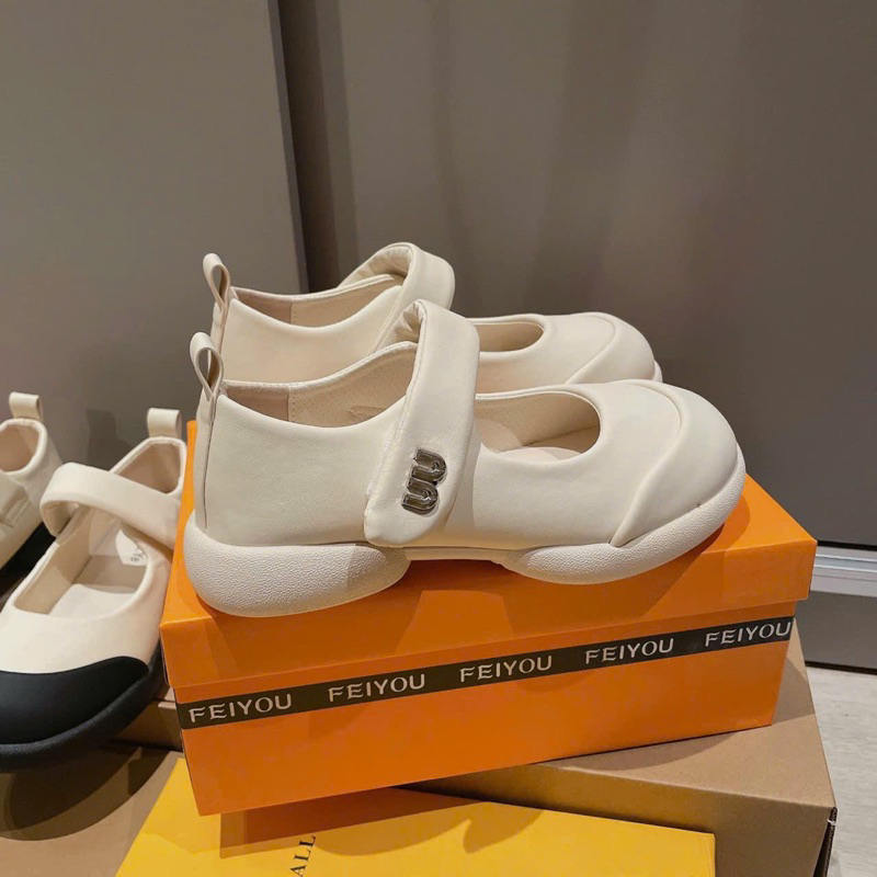 Giày Búp Bê Mũi Tròn Khoá Miu Quai Dán Chuẩn Cao Cấp Êm Đẹp